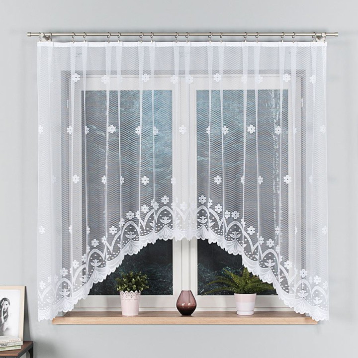 Firanka gotowa żakardowa z podcięciem FLORENTYNA 330x160 cm biały