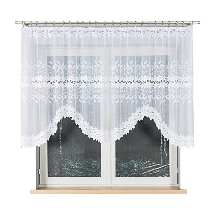 Firanka gotowa żakardowa z podcięciem BASTIA 300x120 cm biały