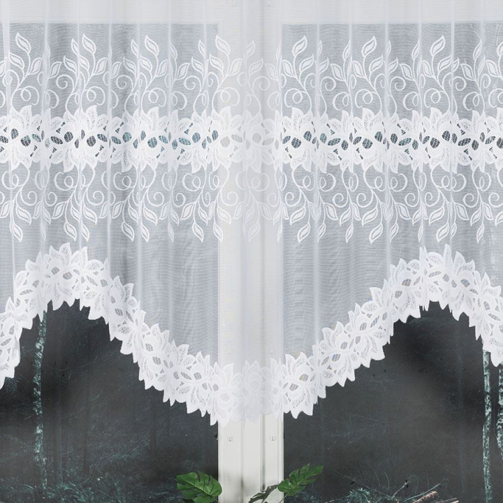 Firanka gotowa żakardowa z podcięciem BASTIA 300x120 cm biały