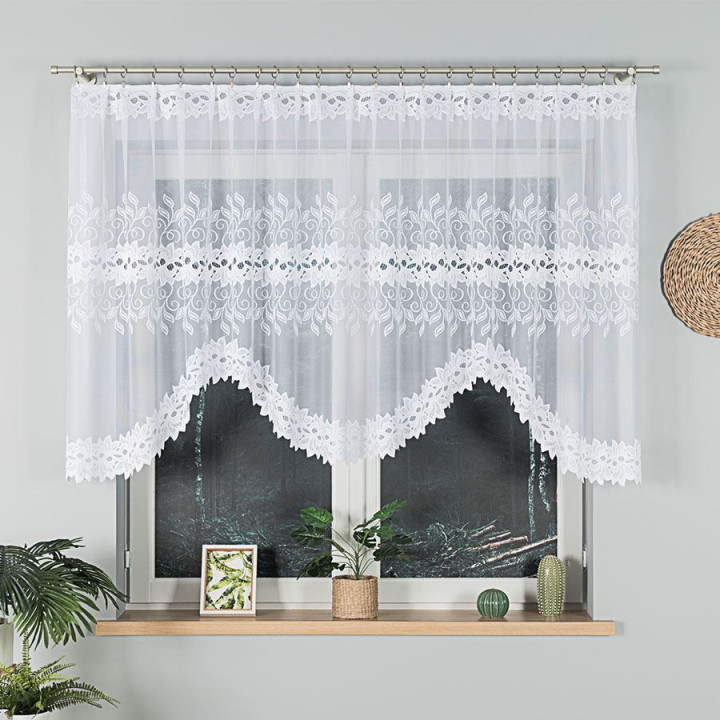 Firanka gotowa żakardowa z podcięciem BASTIA 300x120 cm biały