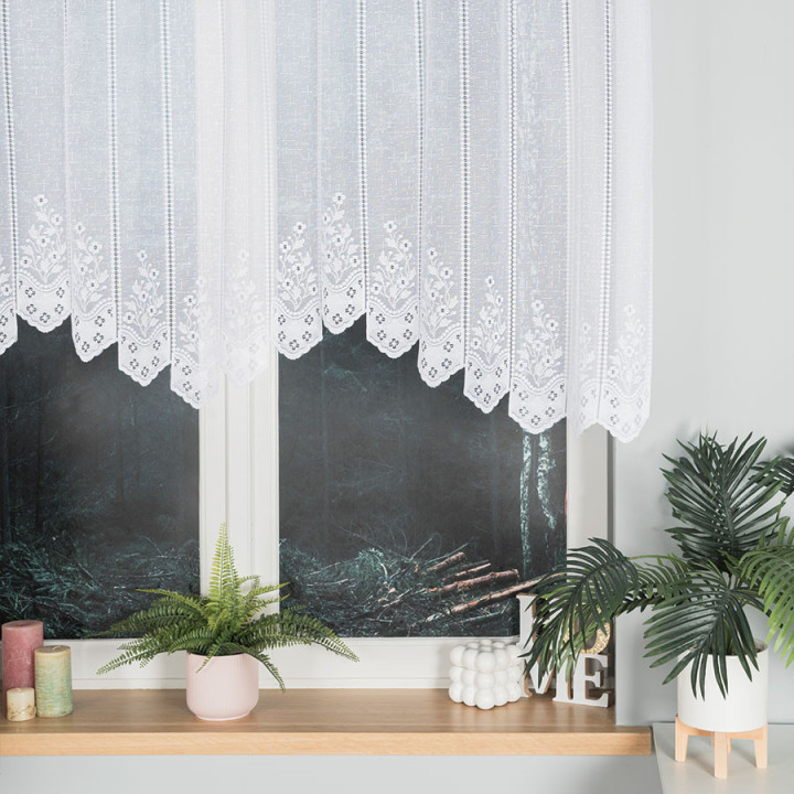 Firanka gotowa żakardowa z podcięciem KLEMENTYNA 200x120 cm biały