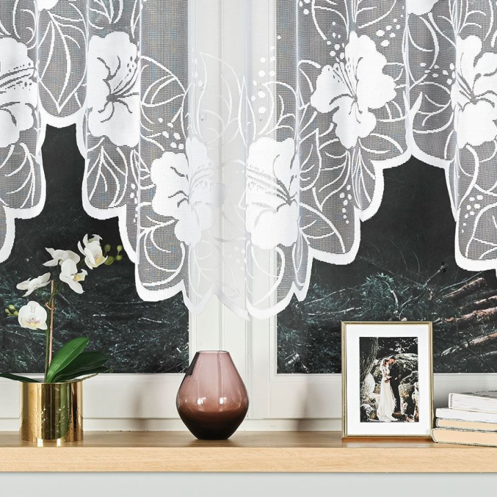 Firanka gotowa żakardowa z podcięciem GRACJANA 400x160 cm biały