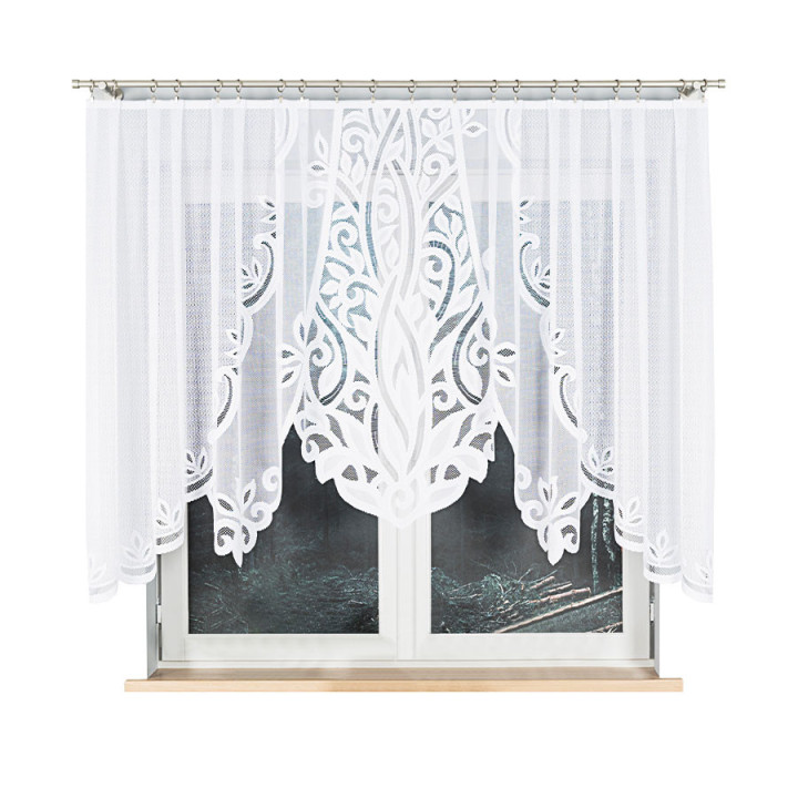 Firanka gotowa żakardowa z podcięciem POLA 300x140 cm biały