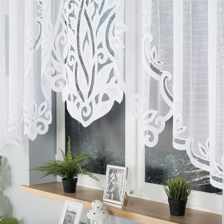 Firanka gotowa żakardowa z podcięciem POLA 300x140 cm biały