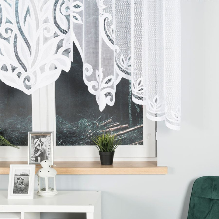 Firanka gotowa żakardowa z podcięciem POLA 300x140 cm biały