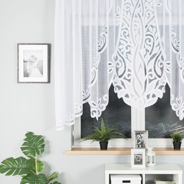 Firanka gotowa żakardowa z podcięciem POLA 300x140 cm biały
