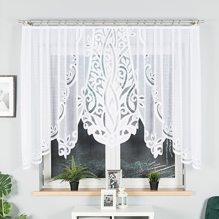 Firanka gotowa żakardowa z podcięciem POLA 300x140 cm biały