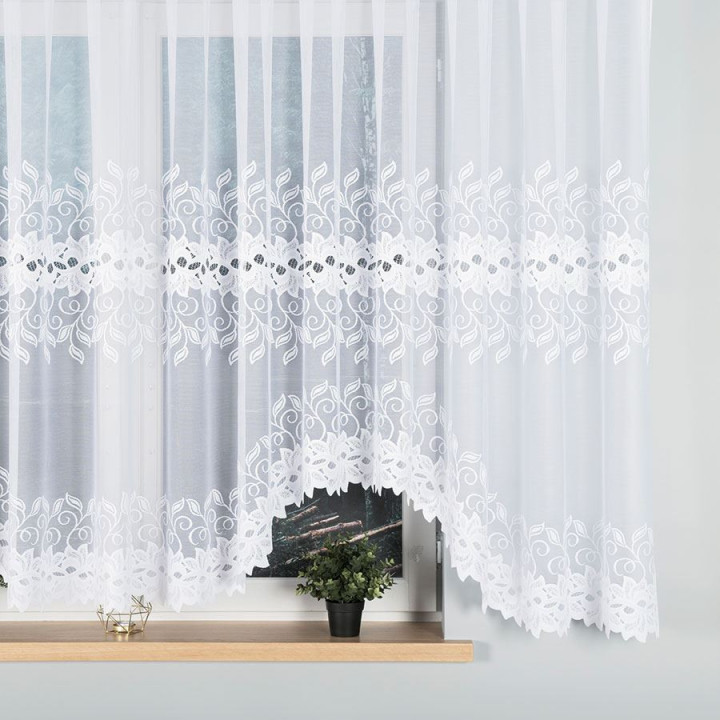 Firanka gotowa żakardowa z podcięciem BASTIA 500x160 cm biały