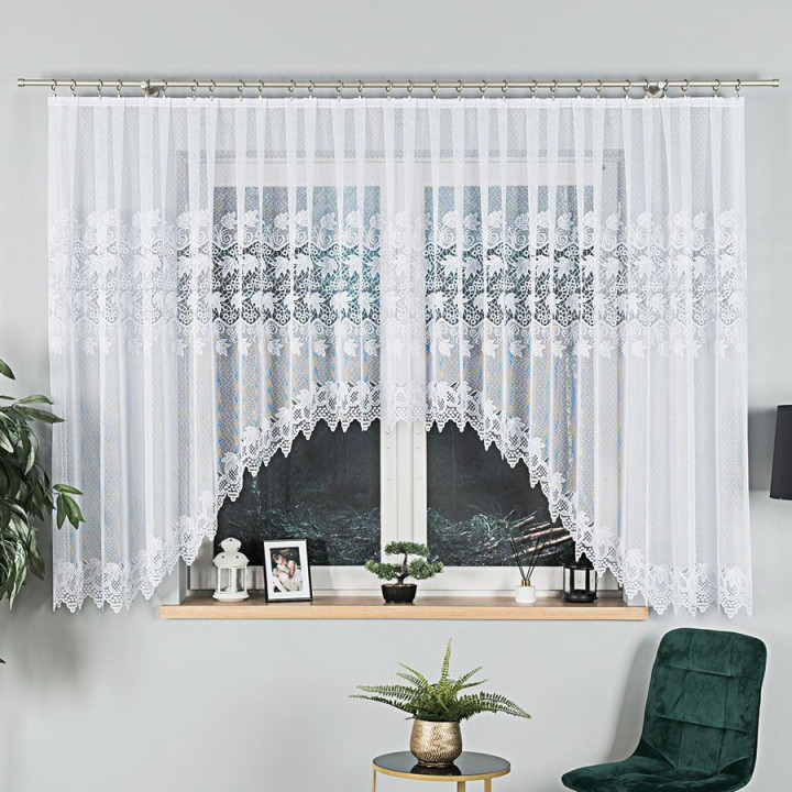 Firanka gotowa żakardowa z podcięciem ELŻBIETA 530x160 cm biały