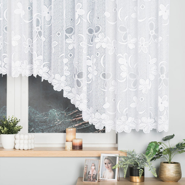 Firanka gotowa żakardowa z podcięciem RENATA 500x150 cm biały