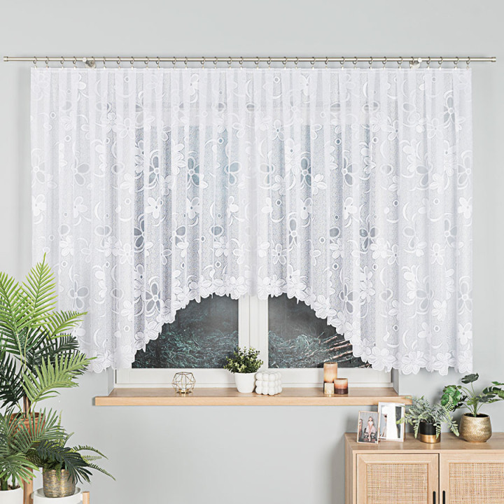 Firanka gotowa żakardowa z podcięciem RENATA 500x150 cm biały