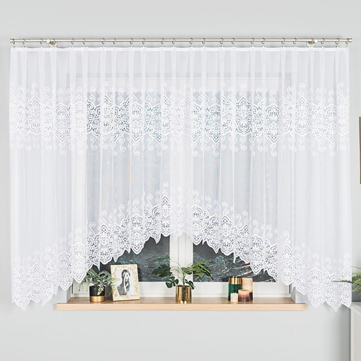 Firanka gotowa żakardowa z podcięciem CELINA 400x160 cm biały
