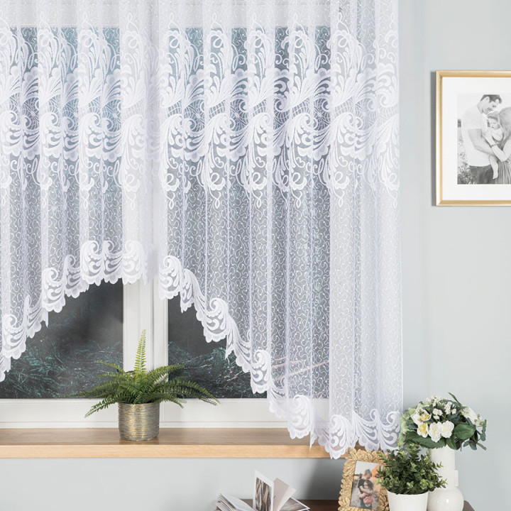 Firanka gotowa żakardowa z podcięciem IWONA 400x160 cm biały