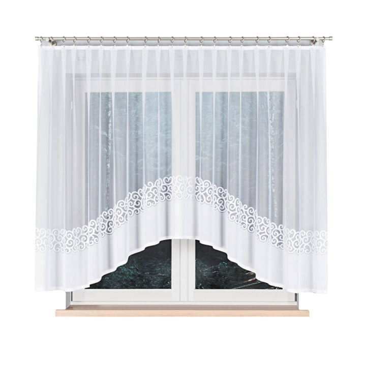 Firanka gotowa żakardowa z podcięciem DANIELA 350x155 cm biały