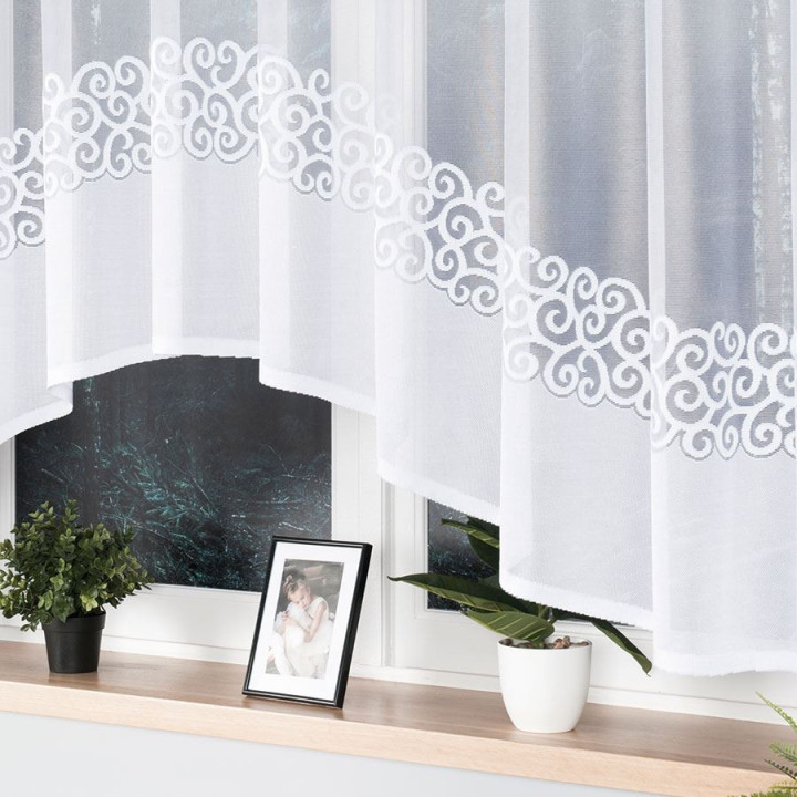 Firanka gotowa żakardowa z podcięciem DANIELA 350x155 cm biały