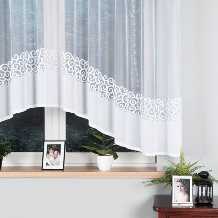 Firanka gotowa żakardowa z podcięciem DANIELA 350x155 cm biały