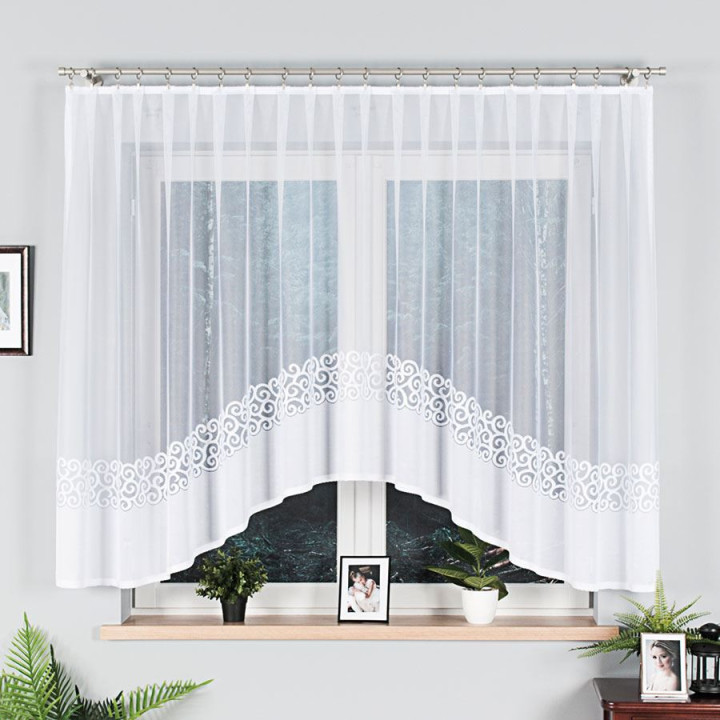 Firanka gotowa żakardowa z podcięciem DANIELA 350x155 cm biały