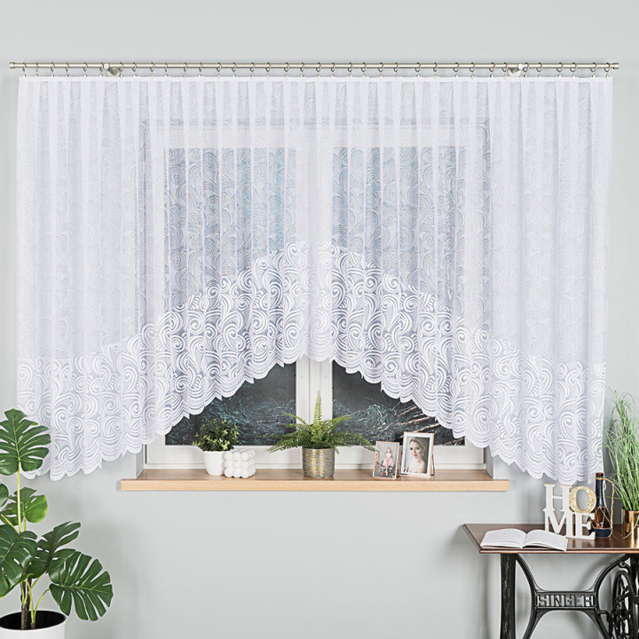 Firanka gotowa żakardowa z podcięciem KINGA 500x160 cm biały