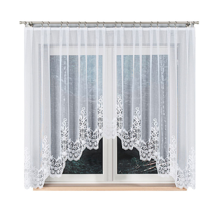 Firanka gotowa żakardowa z podcięciem BERENIKA 300x160 cm biały