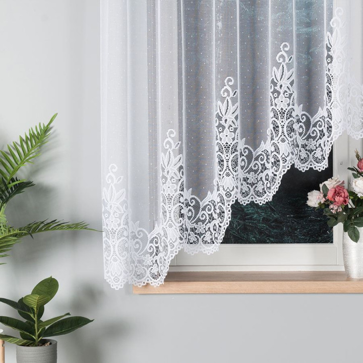 Firanka gotowa żakardowa z podcięciem BERENIKA 300x160 cm biały