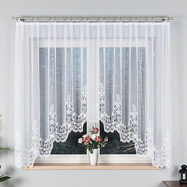 Firanka gotowa żakardowa z podcięciem BERENIKA 300x160 cm biały