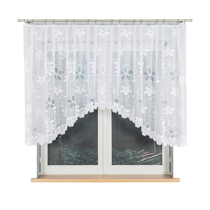 Firanka gotowa żakardowa z podcięciem RENATA 300x130 cm biały