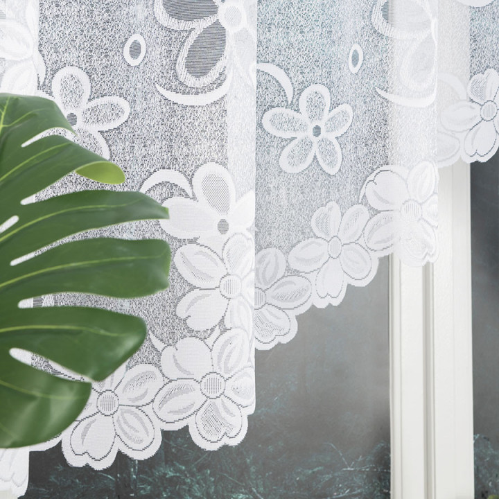 Firanka gotowa żakardowa z podcięciem RENATA 300x130 cm biały