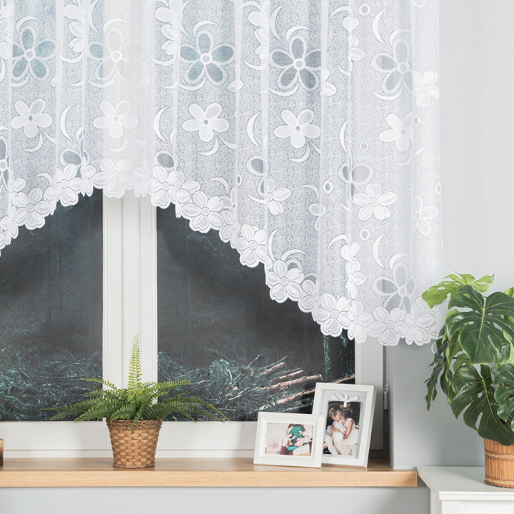 Firanka gotowa żakardowa z podcięciem RENATA 300x130 cm biały