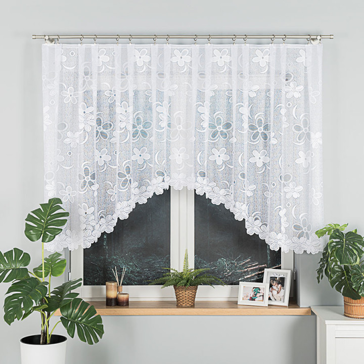 Firanka gotowa żakardowa z podcięciem RENATA 300x130 cm biały