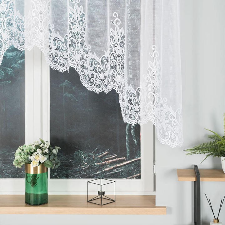 Firanka gotowa żakardowa z podcięciem BERENIKA 300x120 cm biały