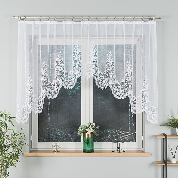 Firanka gotowa żakardowa z podcięciem BERENIKA 300x120 cm biały