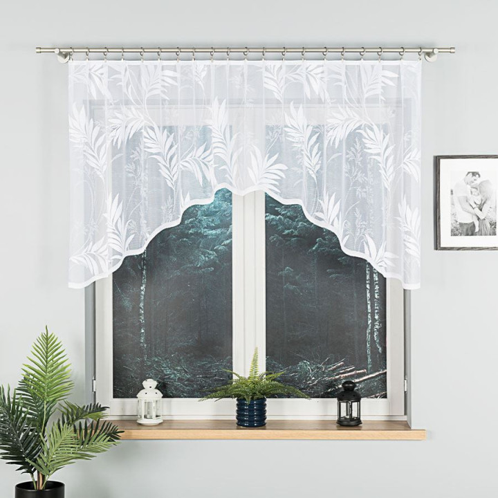 Firanka gotowa żakardowa z podcięciem KAJA 250x100 cm biały