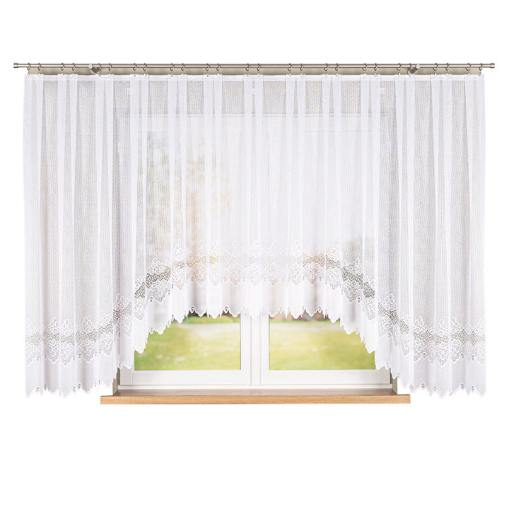 Firanka gotowa żakardowa z podcięciem MODESTA 400x160 cm biały