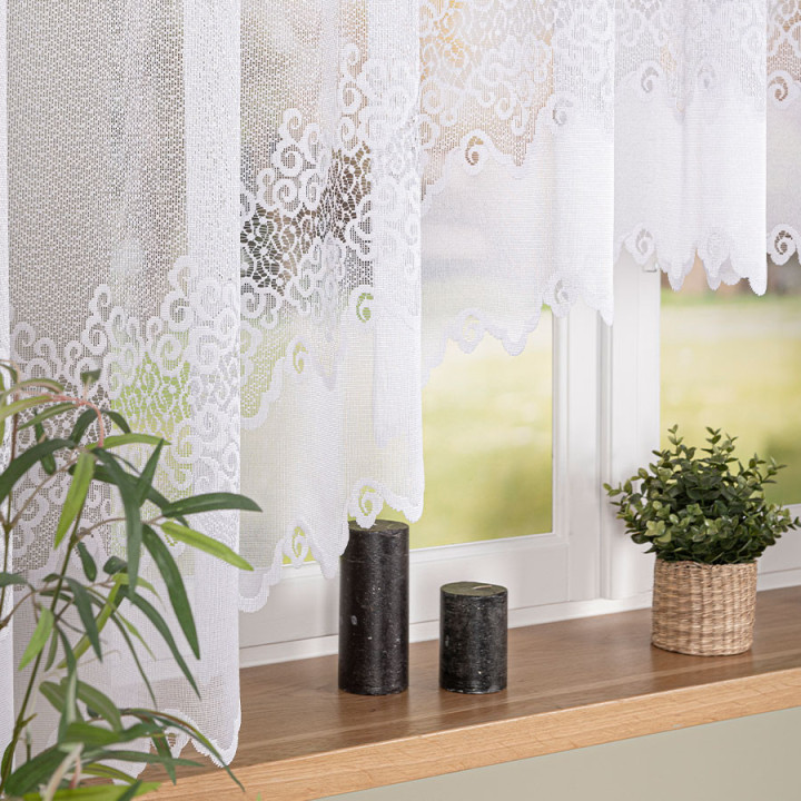 Firanka gotowa żakardowa z podcięciem MODESTA 400x160 cm biały