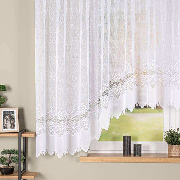 Firanka gotowa żakardowa z podcięciem MODESTA 400x160 cm biały