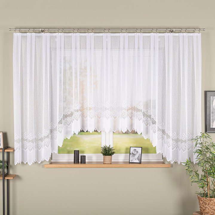 Firanka gotowa żakardowa z podcięciem MODESTA 400x160 cm biały
