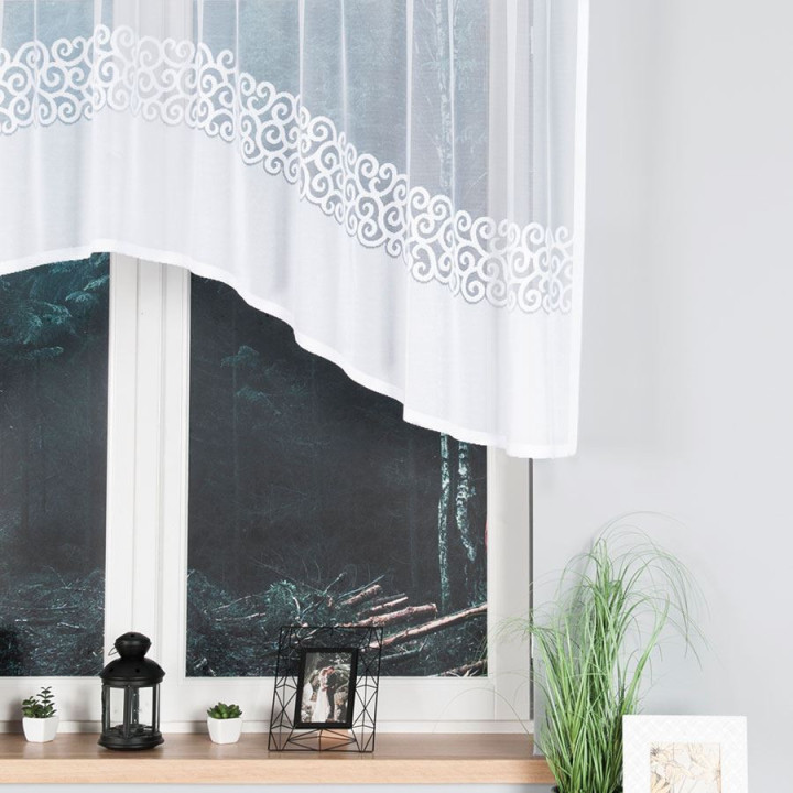 Firanka gotowa żakardowa z podcięciem DANIELA 300x110 cm biały