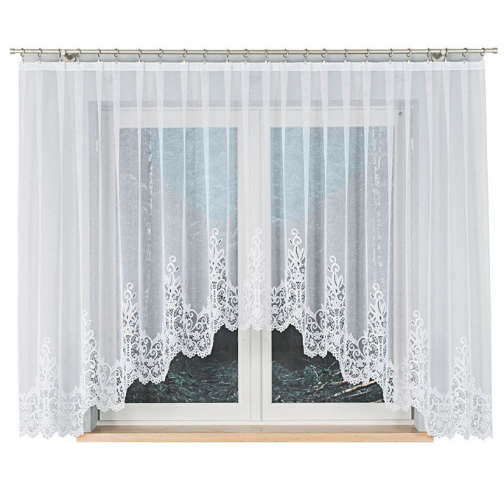 Firanka gotowa żakardowa z podcięciem BERENIKA 400x160 cm biały