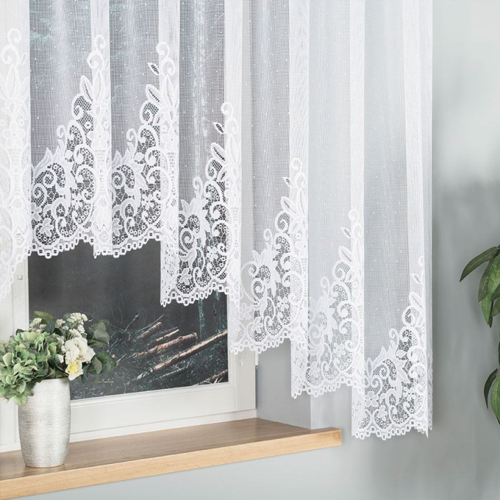 Firanka gotowa żakardowa z podcięciem BERENIKA 400x160 cm biały