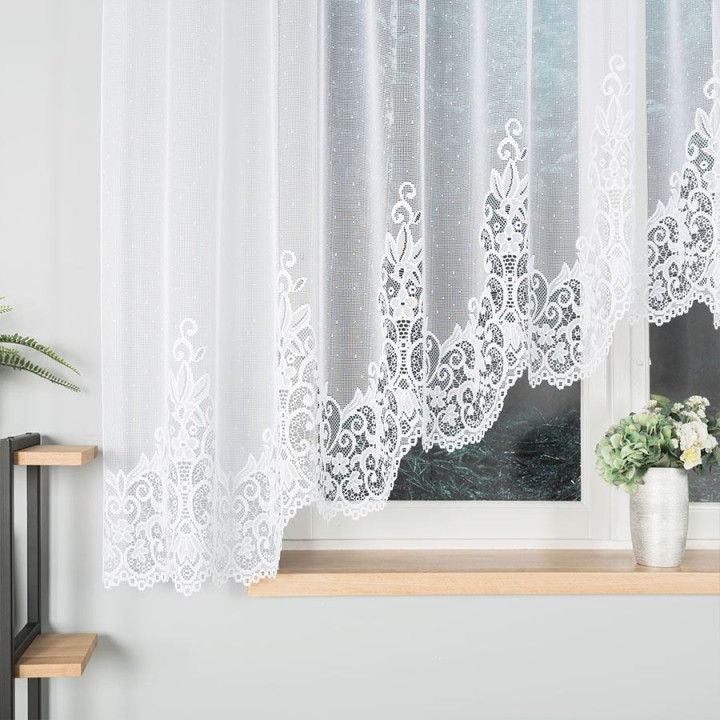 Firanka gotowa żakardowa z podcięciem BERENIKA 400x160 cm biały