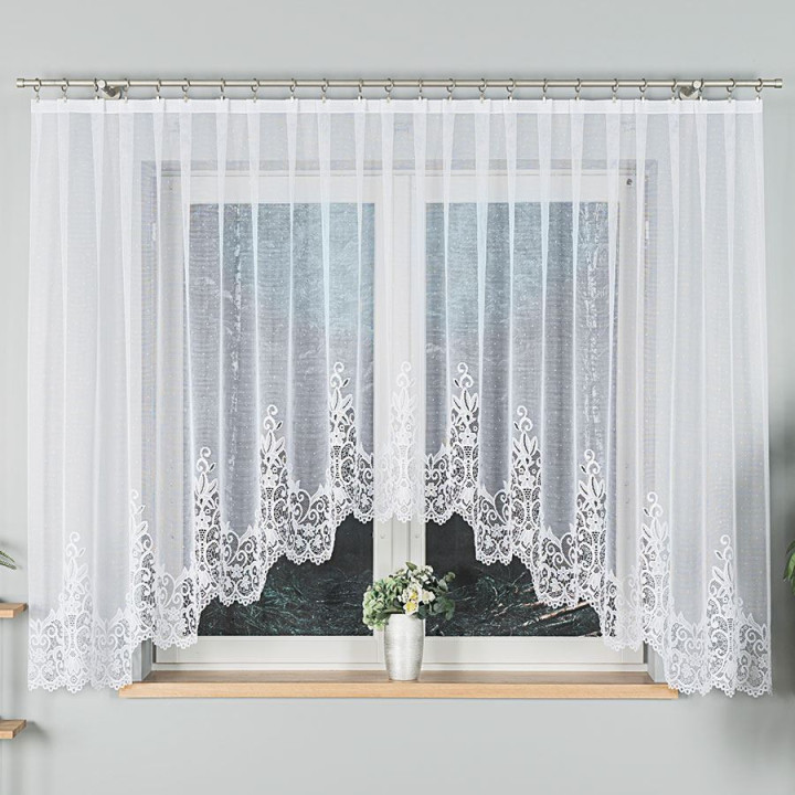 Firanka gotowa żakardowa z podcięciem BERENIKA 400x160 cm biały