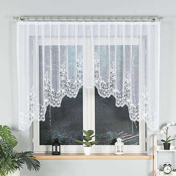 Firanka gotowa żakardowa z podcięciem BERENIKA 330x130 cm biały