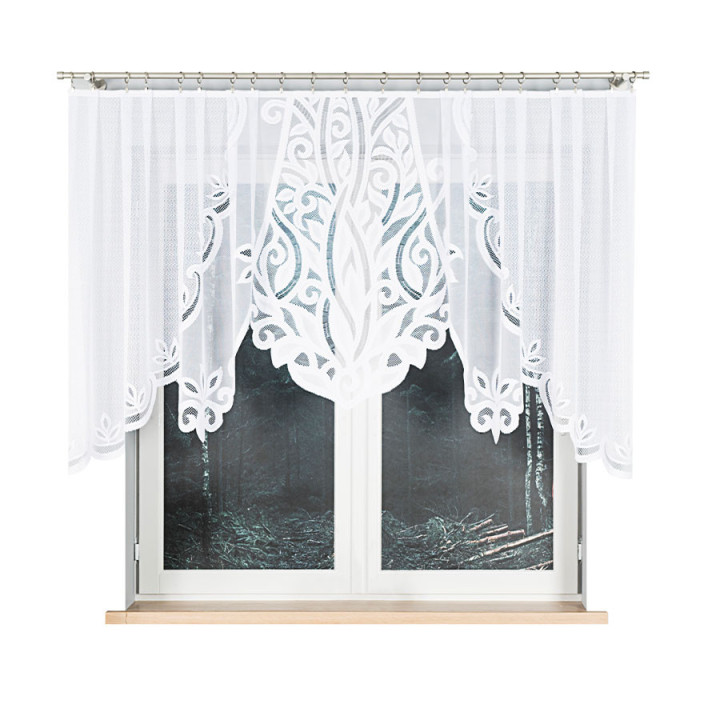 Firanka gotowa żakardowa z podcięciem POLA 300x120 cm biały
