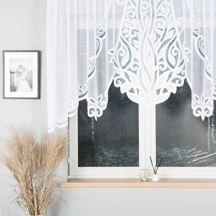 Firanka gotowa żakardowa z podcięciem POLA 300x120 cm biały
