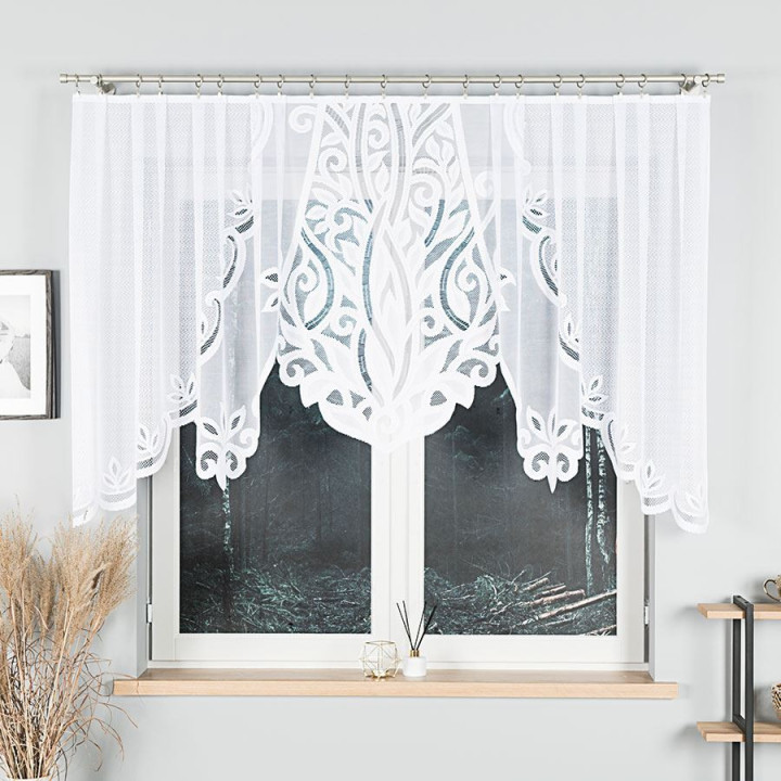Firanka gotowa żakardowa z podcięciem POLA 300x120 cm biały