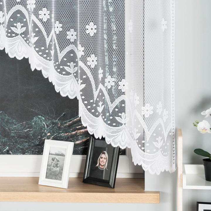 Firanka gotowa żakardowa z podcięciem FLORENTYNA 330x140 cm biały