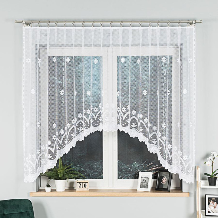 Firanka gotowa żakardowa z podcięciem FLORENTYNA 330x140 cm biały
