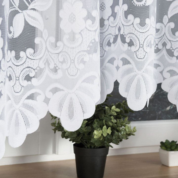 Firanka gotowa żakardowa z podcięciem LUDWIKA 300x180 cm biały