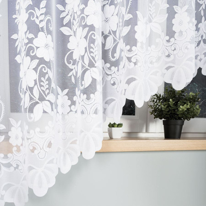 Firanka gotowa żakardowa z podcięciem LUDWIKA 300x180 cm biały