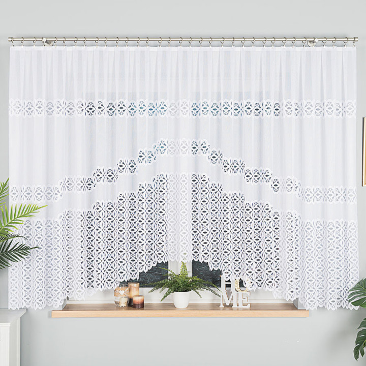 Firanka gotowa żakardowa z podcięciem ADRIANNA 400x160 cm biały